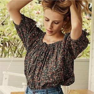 DOEN Sia Top in Black Petit Jardin Print S